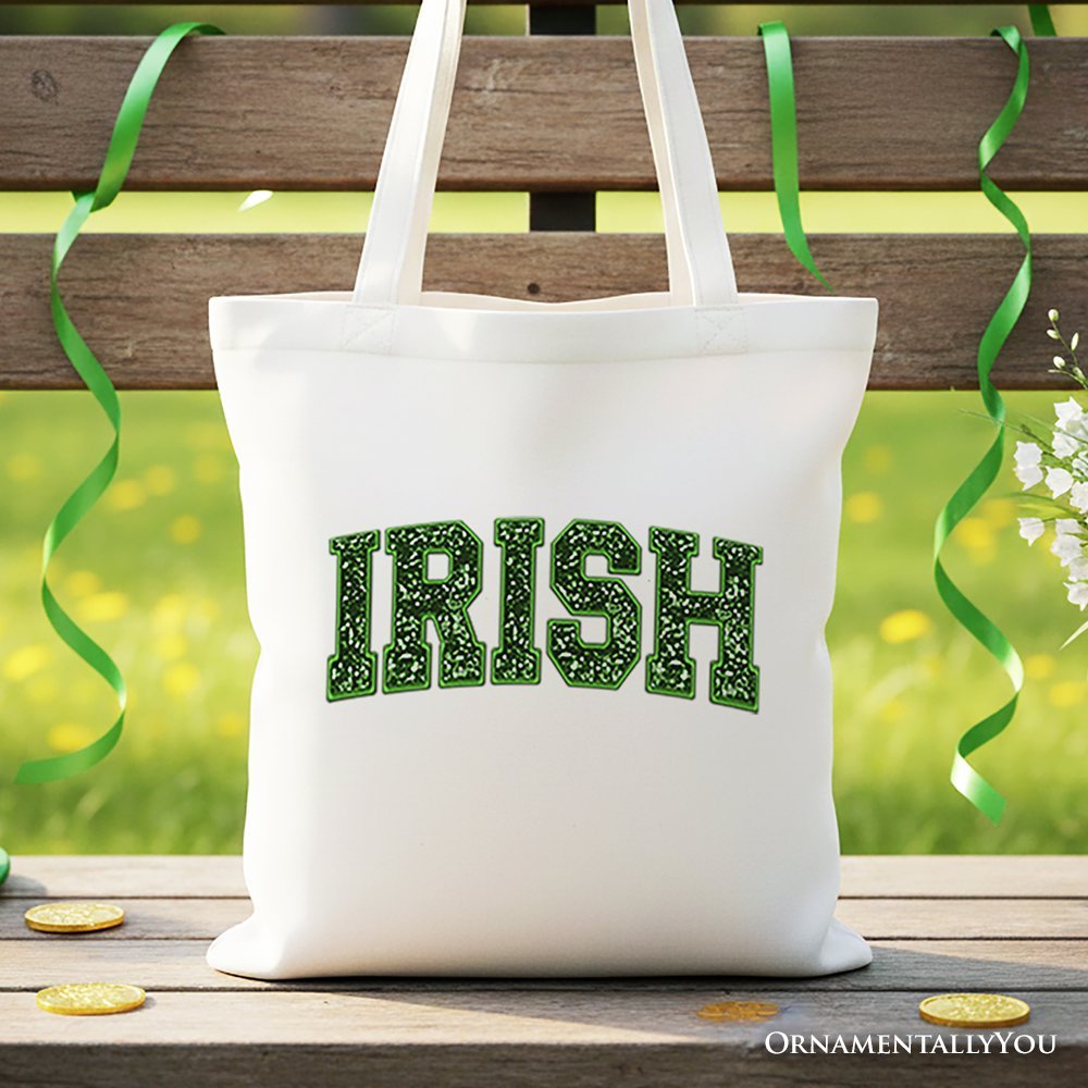 Irish Sequin Imitation Canvas Tote Bag, Festive St Patricks Day Gift Bag