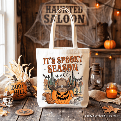 It's Spooky Season Y'all Tote Bag, Funny Western Halloween Gift Shopper for Pumpkin Cowboys