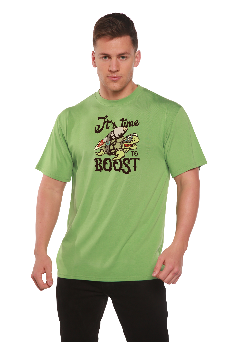 It`s time to BOOST Men's Bamboo Viscose/Organic Cotton Short Sleeve Graphic T-Shirt - Shaketea