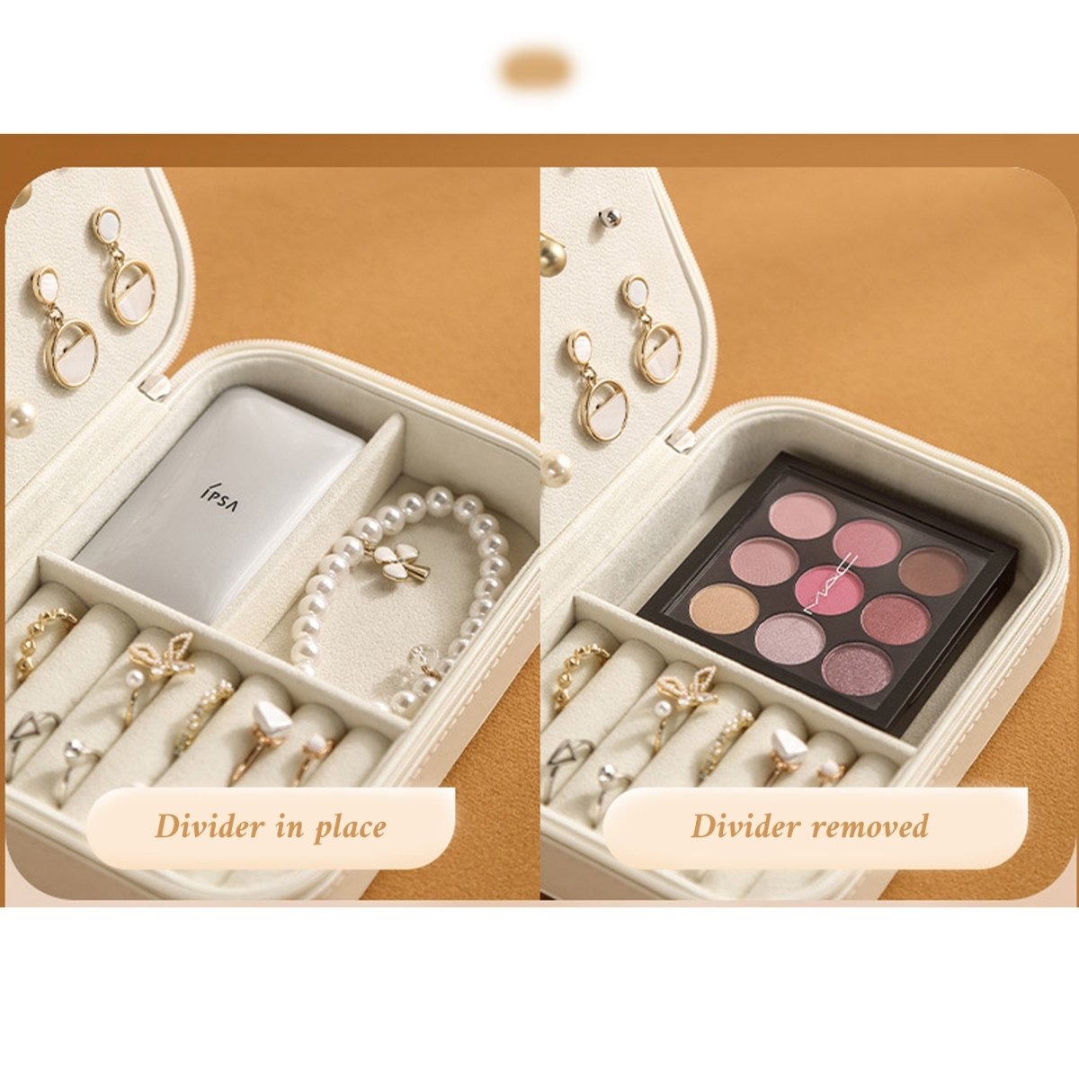 Jewelry Box PU Leather Small Portable 2 Layers Organizer Case Display Storage Holder Boxes for Rings, Earrings, Necklaces, Bracelets, Gift