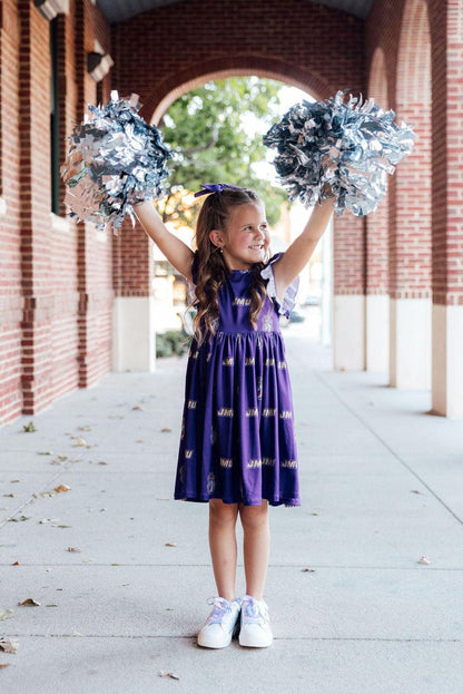 JMU Purple Duke Dog Flutter Twirl Dress