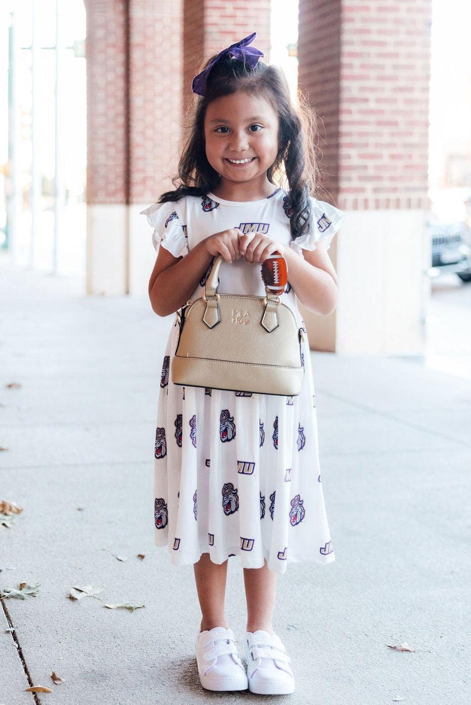 JMU White Duke Dog Flutter Twirl Dress