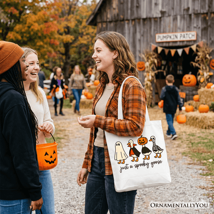 Just a Spooky Goose Tote Bag, Funny Halloween Costumes Gift Shopper