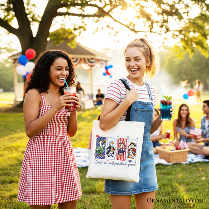 Just An Independent Goose Patriotic Tote Bag, Funny 4th of July Gift Shopper