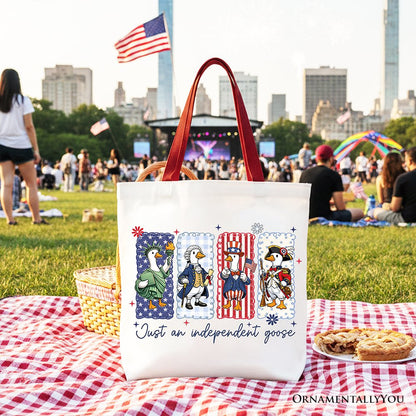 Just An Independent Goose Patriotic Tote Bag, Funny 4th of July Gift Shopper