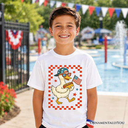 Kids 4th of July Patriotic Duck T-Shirt, Funny Youth Independence Day Tee