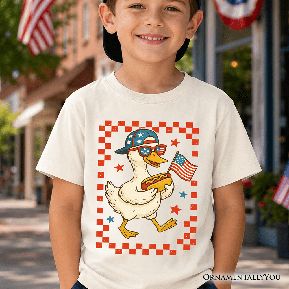 Kids 4th of July Patriotic Duck T-Shirt, Funny Youth Independence Day Tee