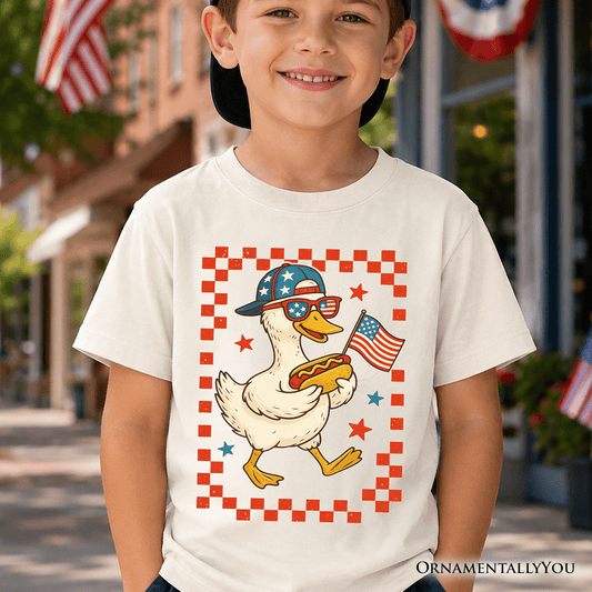 Kids 4th of July Patriotic Duck T-Shirt, Funny Youth Independence Day Tee