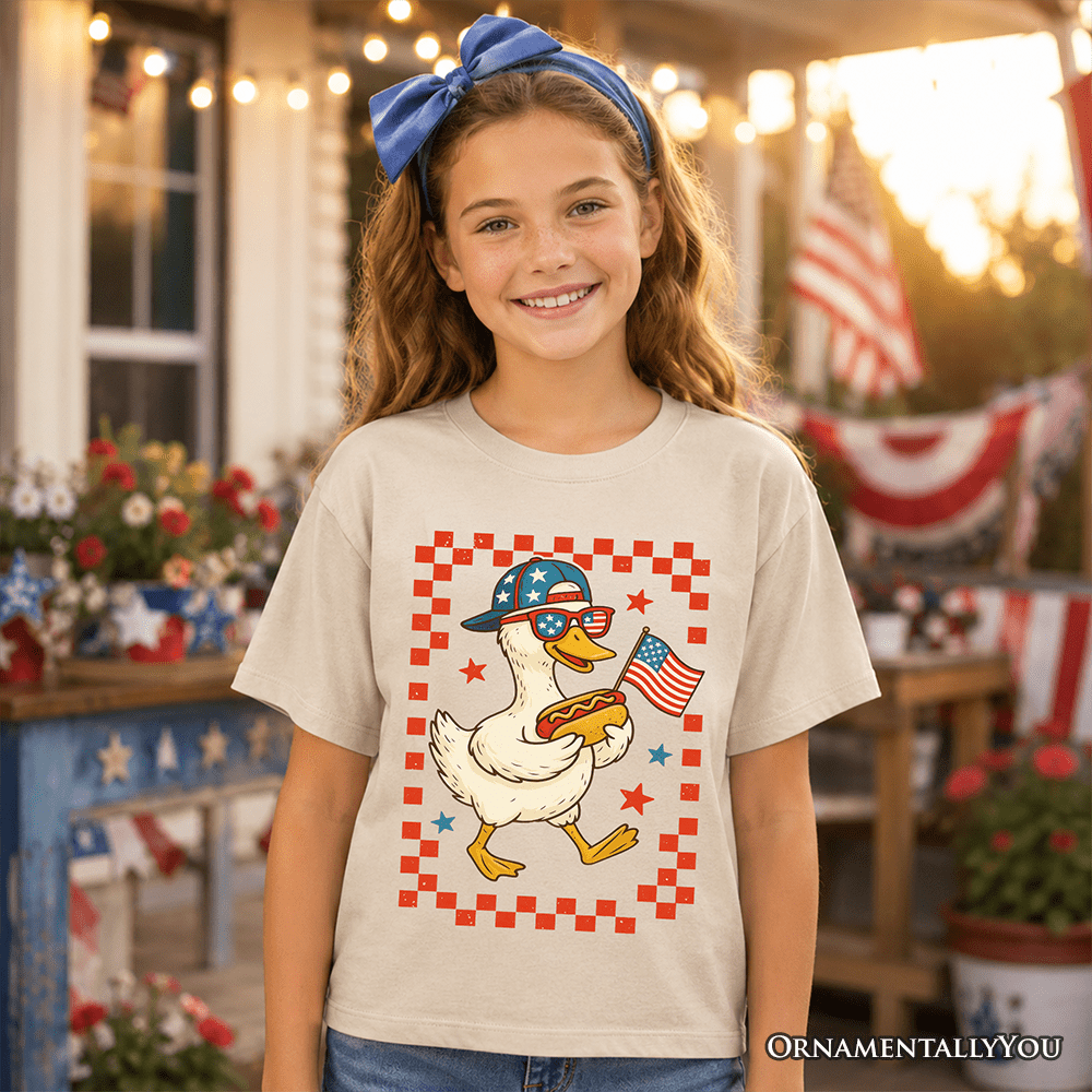 Kids 4th of July Patriotic Duck T-Shirt, Funny Youth Independence Day Tee