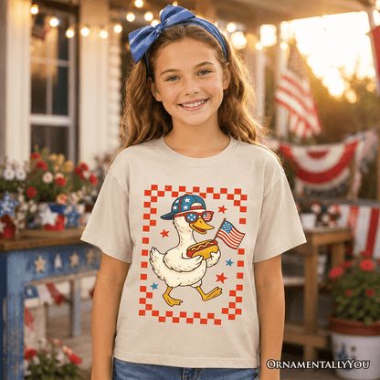 Kids 4th of July Patriotic Duck T-Shirt, Funny Youth Independence Day Tee