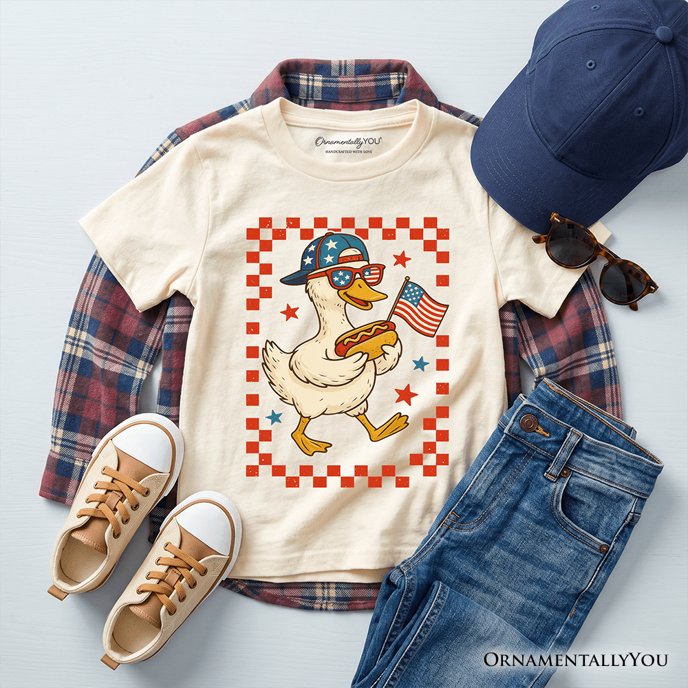 Kids 4th of July Patriotic Duck T-Shirt, Funny Youth Independence Day Tee