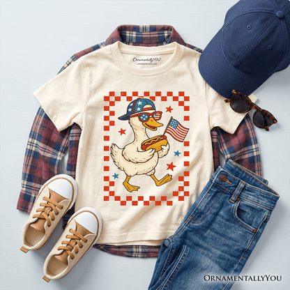 Kids 4th of July Patriotic Duck T-Shirt, Funny Youth Independence Day Tee