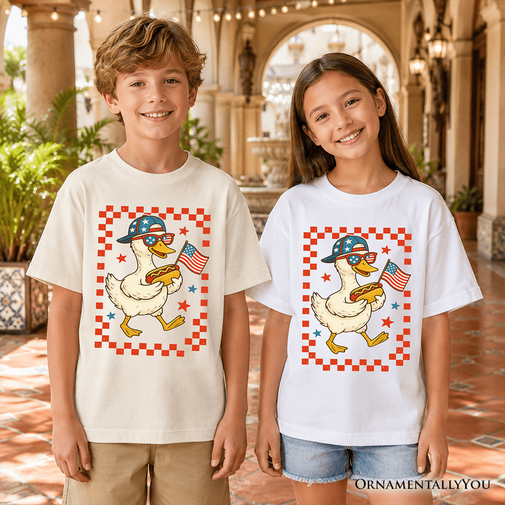 Kids 4th of July Patriotic Duck T-Shirt, Funny Youth Independence Day Tee