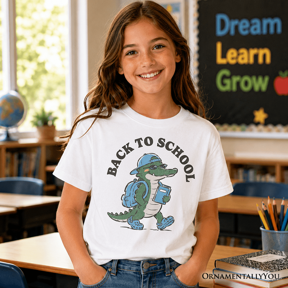 Kids Alligator Back to School T-Shirt, Cool Tee for Youth Student