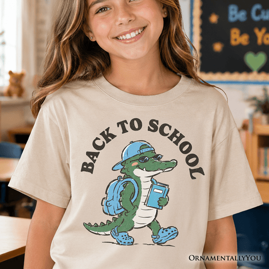Kids Alligator Back to School T-Shirt, Cool Tee for Youth Student