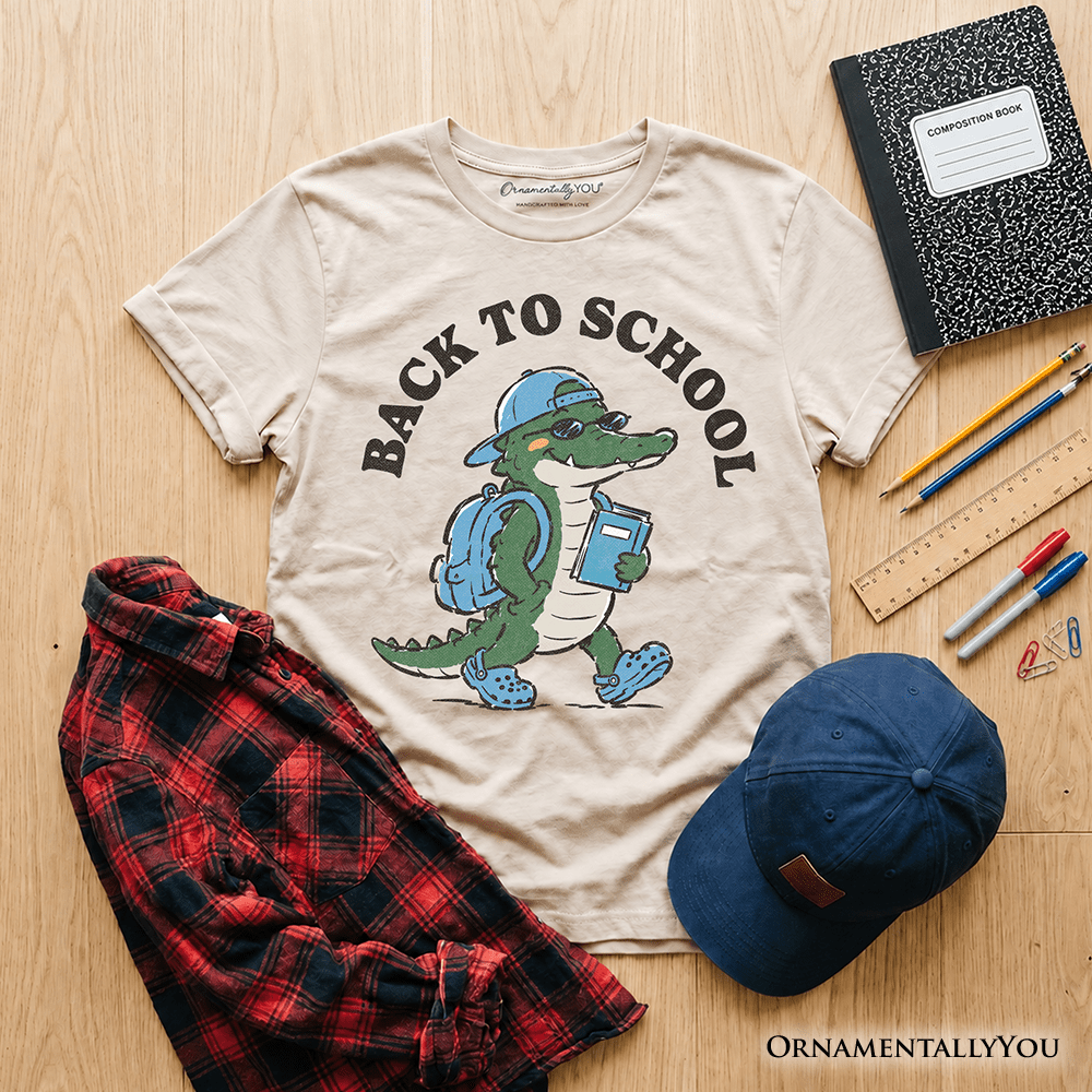 Kids Alligator Back to School T-Shirt, Cool Tee for Youth Student
