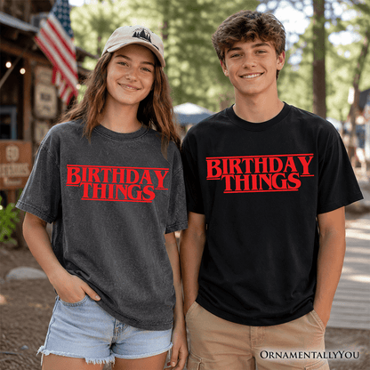 Kids Birthday Things Retro T-Shirt, Horror Bday Youth Tee