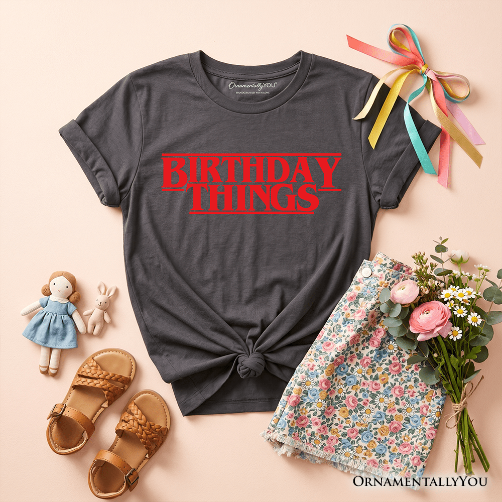Kids Birthday Things Retro T-Shirt, Horror Bday Youth Tee