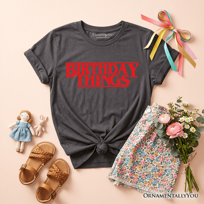 Kids Birthday Things Retro T-Shirt, Horror Bday Youth Tee