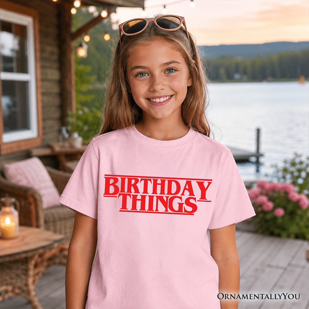 Kids Birthday Things Retro T-Shirt, Horror Bday Youth Tee