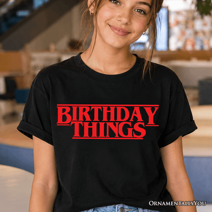 Kids Birthday Things Retro T-Shirt, Horror Bday Youth Tee