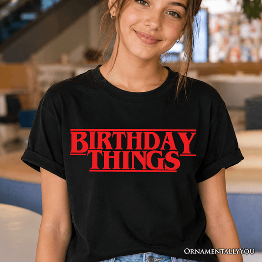 Kids Birthday Things Retro T-Shirt, Horror Bday Youth Tee