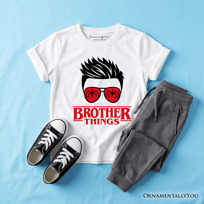 Kids Brother Things Retro T-Shirt, Red Glasses Family Matching Youth Tee