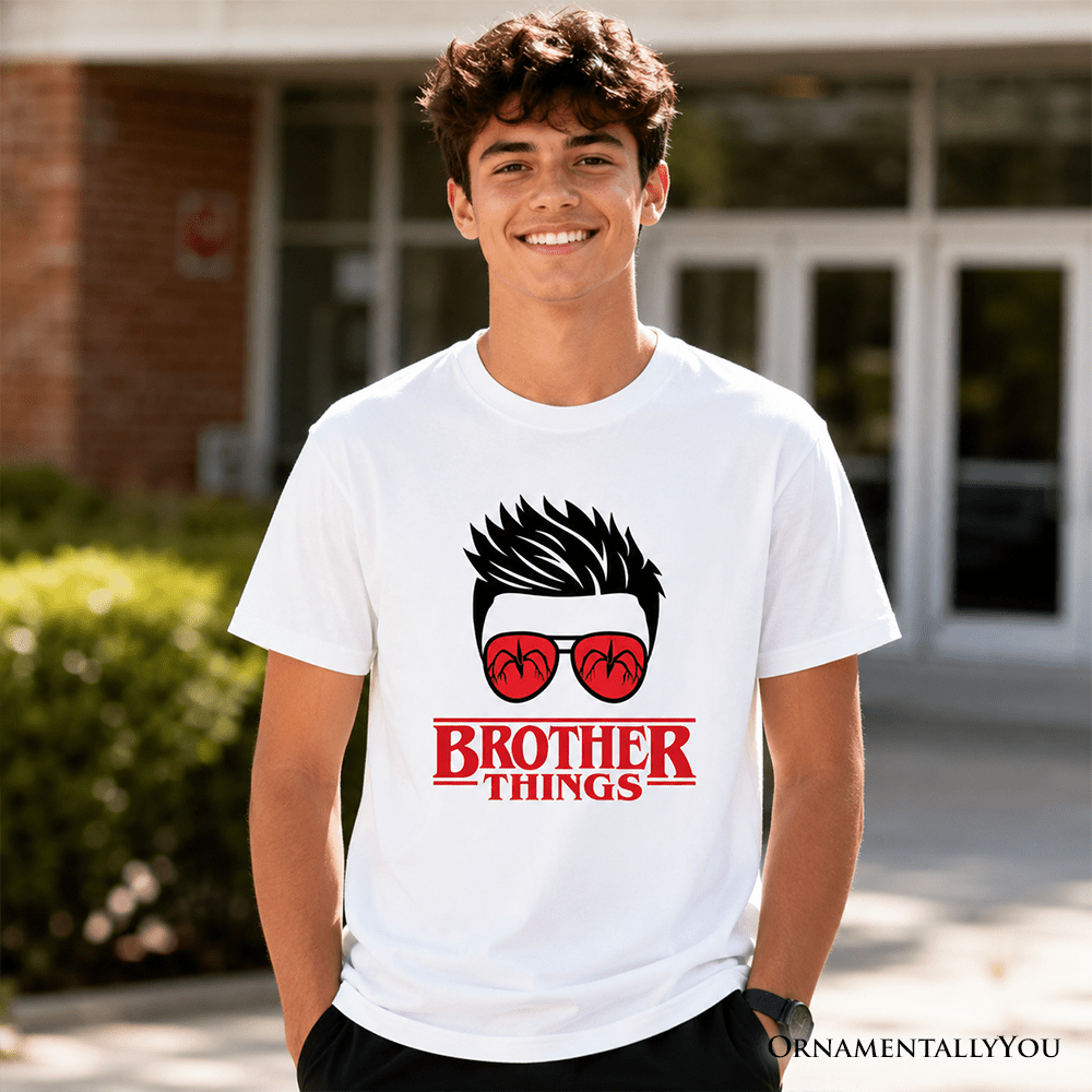 Kids Brother Things Retro T-Shirt, Red Glasses Family Matching Youth Tee