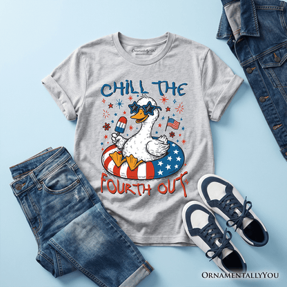 Kids Chill The Fourth Out Goose T-Shirt, Funny Youth Patriotic 4th of July Tee