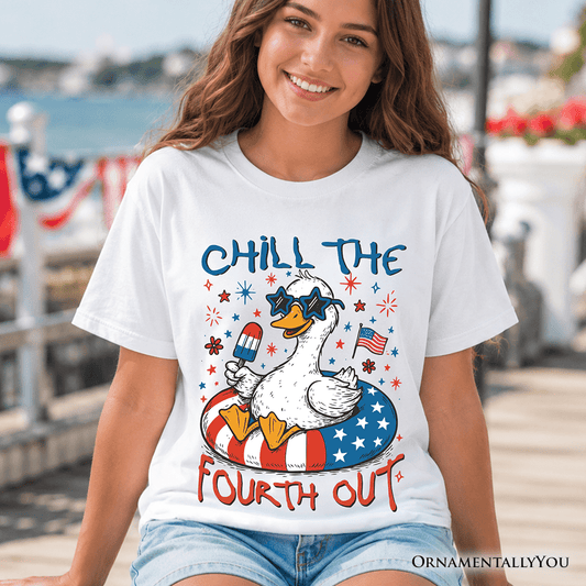 Kids Chill The Fourth Out Goose T-Shirt, Funny Youth Patriotic 4th of July Tee