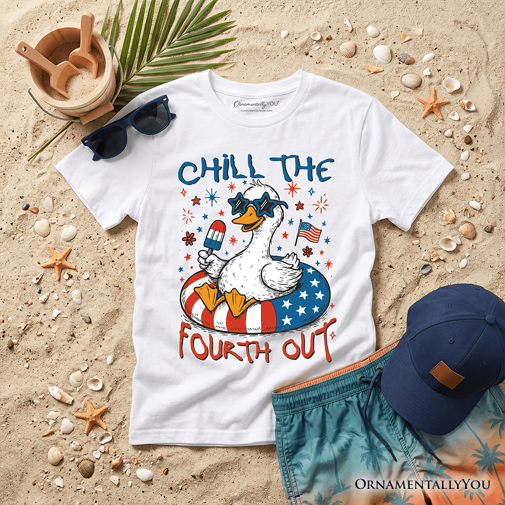 Kids Chill The Fourth Out Goose T-Shirt, Funny Youth Patriotic 4th of July Tee