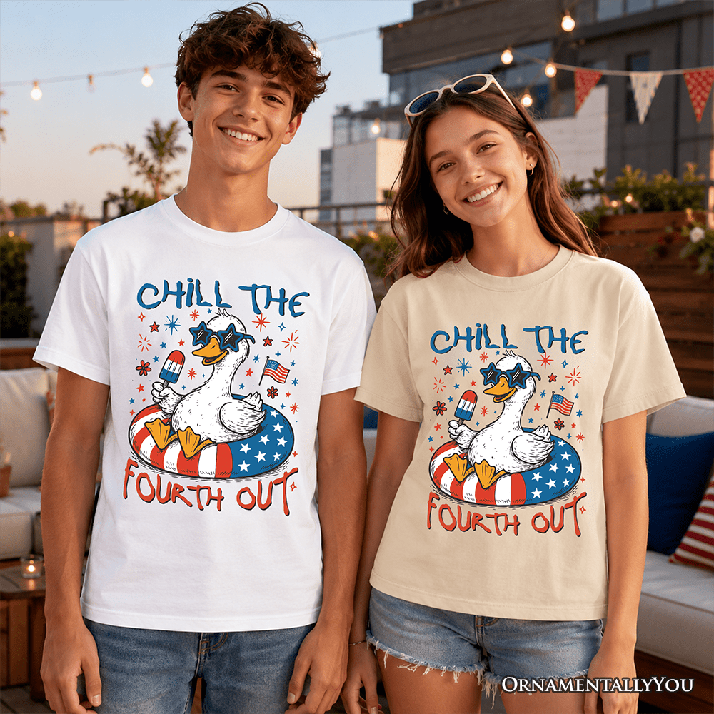 Kids Chill The Fourth Out Goose T-Shirt, Funny Youth Patriotic 4th of July Tee