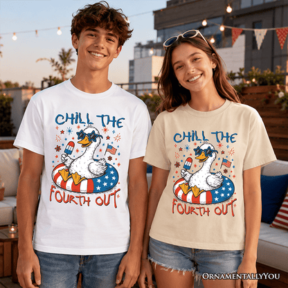 Kids Chill The Fourth Out Goose T-Shirt, Funny Youth Patriotic 4th of July Tee