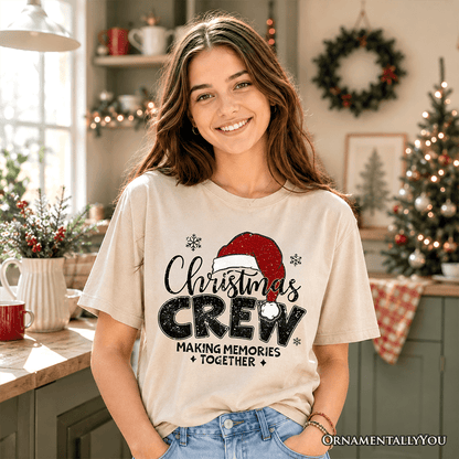 Kids Christmas Crew T-Shirt, Glitter Santa Hat Youth Tee for Making Memories