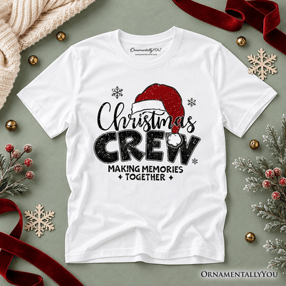 Kids Christmas Crew T-Shirt, Glitter Santa Hat Youth Tee for Making Memories