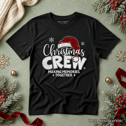Kids Christmas Crew T-Shirt, Glitter Santa Hat Youth Tee for Making Memories