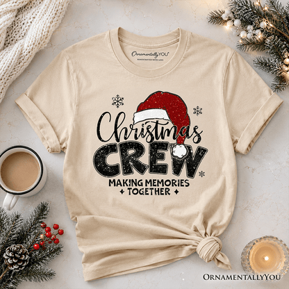 Kids Christmas Crew T-Shirt, Glitter Santa Hat Youth Tee for Making Memories