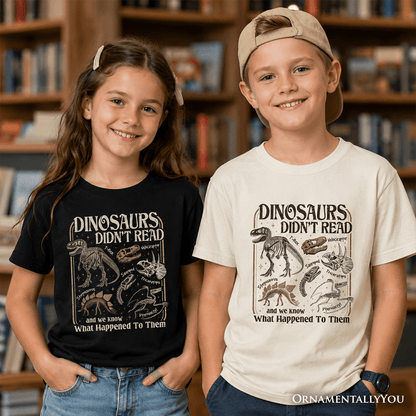Kids Dinosaurs Didn't Read T-Shirt, Funny Youth Tee for Book Lovers