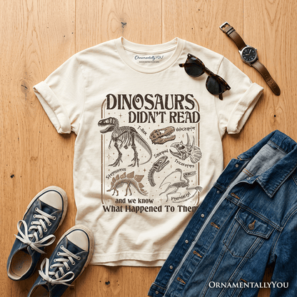 Kids Dinosaurs Didn't Read T-Shirt, Funny Youth Tee for Book Lovers