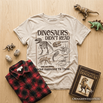 Kids Dinosaurs Didn't Read T-Shirt, Funny Youth Tee for Book Lovers