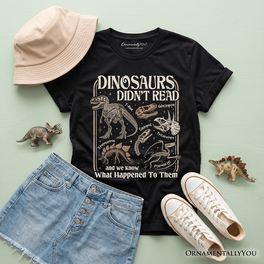 Kids Dinosaurs Didn't Read T-Shirt, Funny Youth Tee for Book Lovers