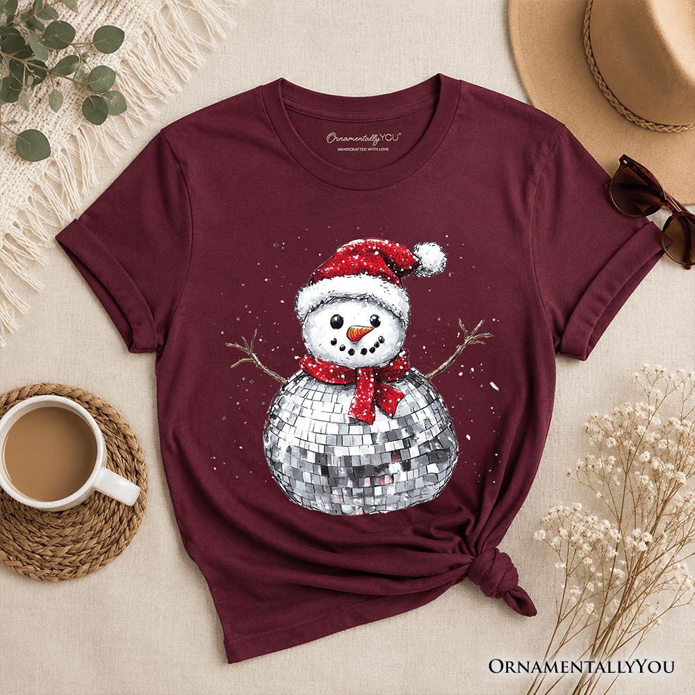 Kids Disco Snowman Christmas T-Shirt, Retro Holiday Youth Tee for Dancers
