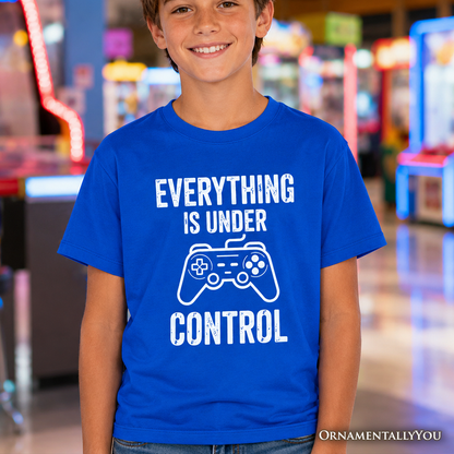 Kids Everything Is Under Control Gamer T-Shirt, Funny Youth Video Game Controller Tee