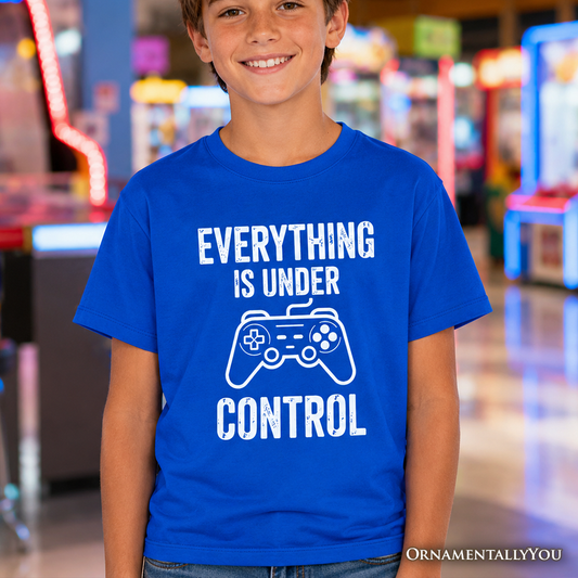 Kids Everything Is Under Control Gamer T-Shirt, Funny Youth Video Game Controller Tee