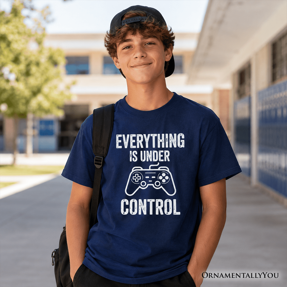 Kids Everything Is Under Control Gamer T-Shirt, Funny Youth Video Game Controller Tee