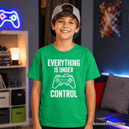 Kids Everything Is Under Control Gamer T-Shirt, Funny Youth Video Game Controller Tee