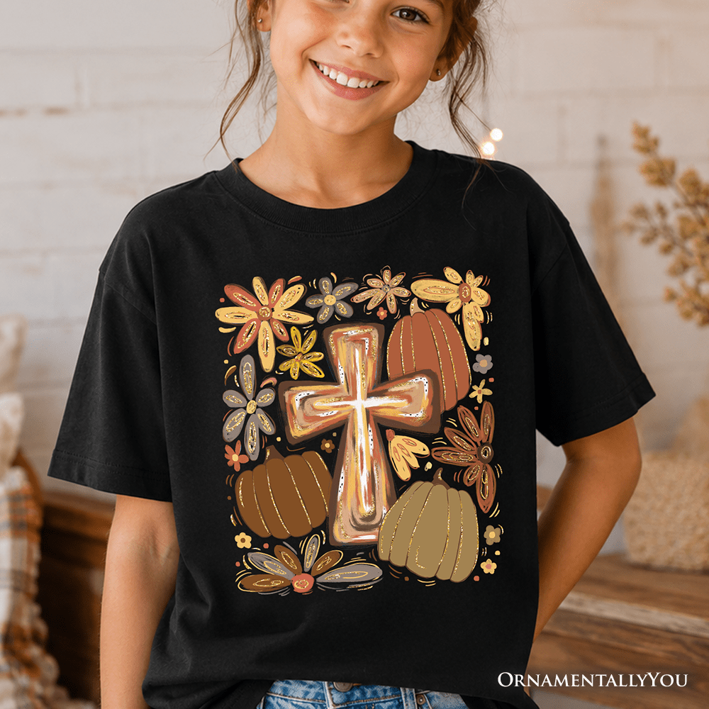 Kids Fall Blessings T-Shirt, Autumn Christian Faith Tee for Youth