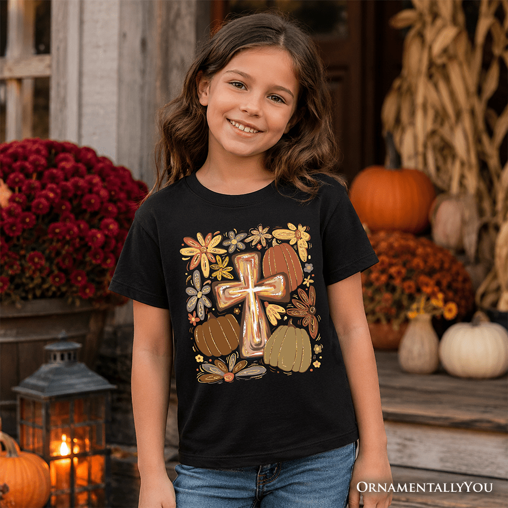 Kids Fall Blessings T-Shirt, Autumn Christian Faith Tee for Youth