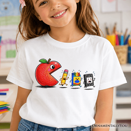 Kids Funny Apple 1st Day of School T-Shirt, Youth Tee for Student