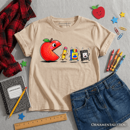 Kids Funny Apple 1st Day of School T-Shirt, Youth Tee for Student